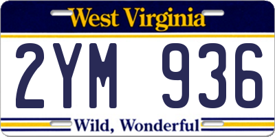 WV license plate 2YM936