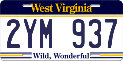 WV license plate 2YM937