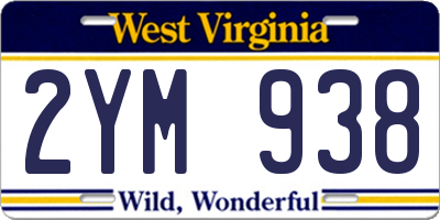 WV license plate 2YM938