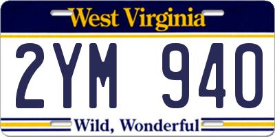 WV license plate 2YM940
