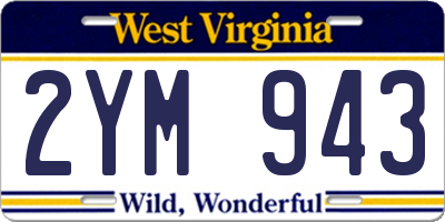 WV license plate 2YM943