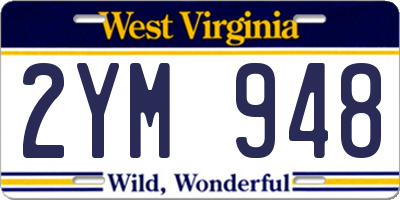 WV license plate 2YM948