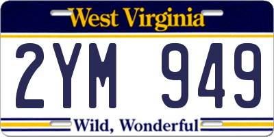 WV license plate 2YM949