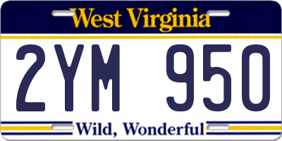 WV license plate 2YM950