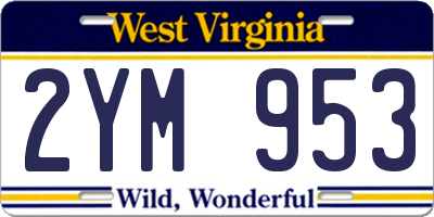 WV license plate 2YM953