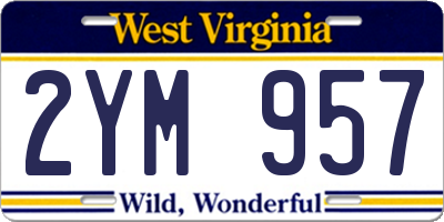 WV license plate 2YM957