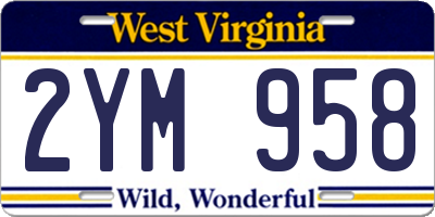 WV license plate 2YM958
