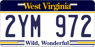WV license plate 2YM972