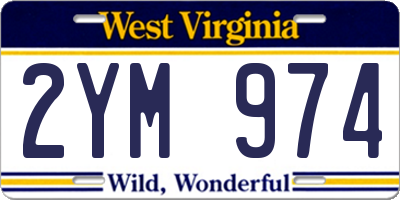 WV license plate 2YM974