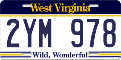 WV license plate 2YM978