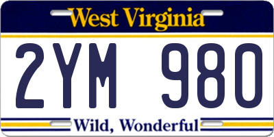 WV license plate 2YM980