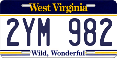 WV license plate 2YM982