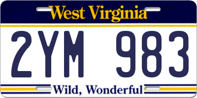 WV license plate 2YM983