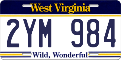 WV license plate 2YM984