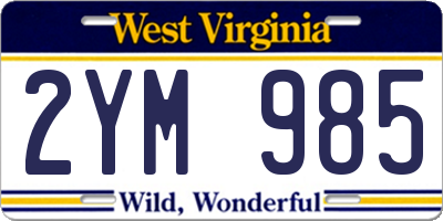 WV license plate 2YM985