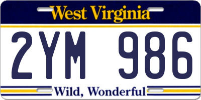 WV license plate 2YM986