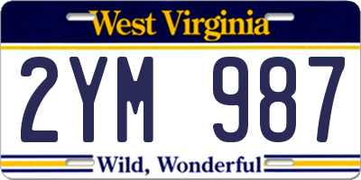 WV license plate 2YM987