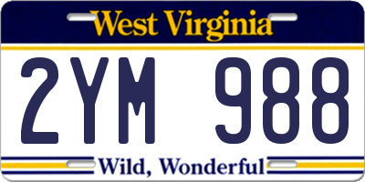 WV license plate 2YM988