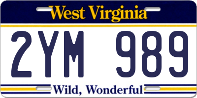 WV license plate 2YM989