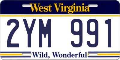 WV license plate 2YM991