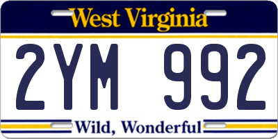 WV license plate 2YM992