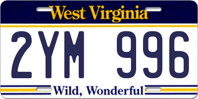 WV license plate 2YM996