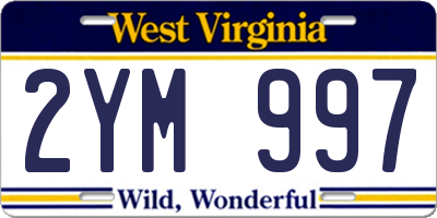 WV license plate 2YM997