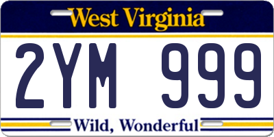WV license plate 2YM999