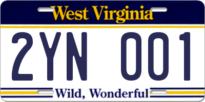 WV license plate 2YN001