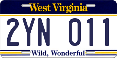 WV license plate 2YN011
