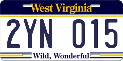 WV license plate 2YN015