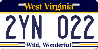 WV license plate 2YN022