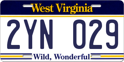 WV license plate 2YN029