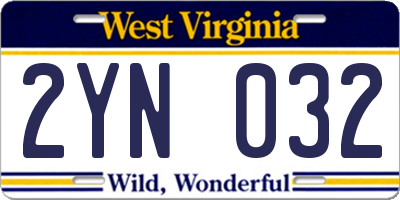 WV license plate 2YN032