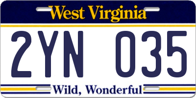 WV license plate 2YN035