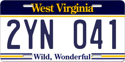 WV license plate 2YN041