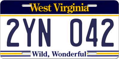 WV license plate 2YN042