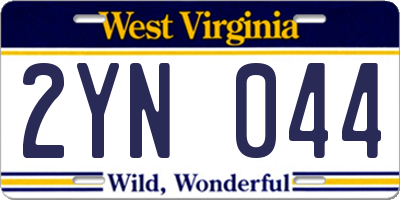 WV license plate 2YN044