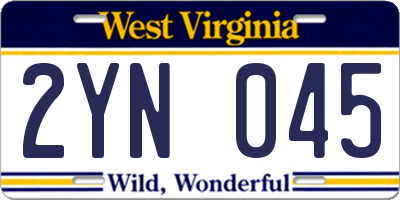 WV license plate 2YN045