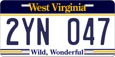 WV license plate 2YN047