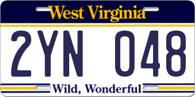WV license plate 2YN048