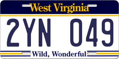 WV license plate 2YN049