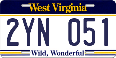 WV license plate 2YN051