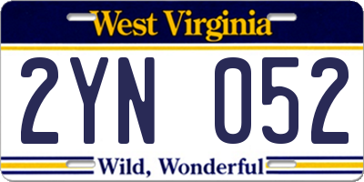 WV license plate 2YN052