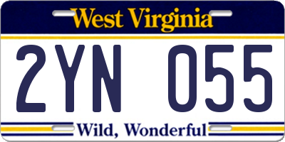 WV license plate 2YN055