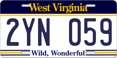 WV license plate 2YN059