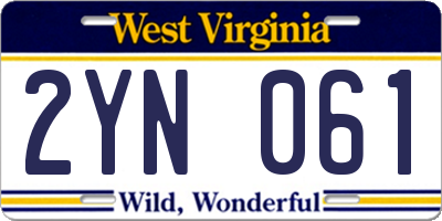 WV license plate 2YN061