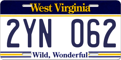 WV license plate 2YN062