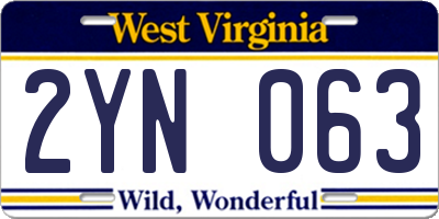 WV license plate 2YN063