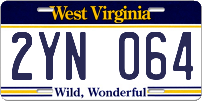 WV license plate 2YN064